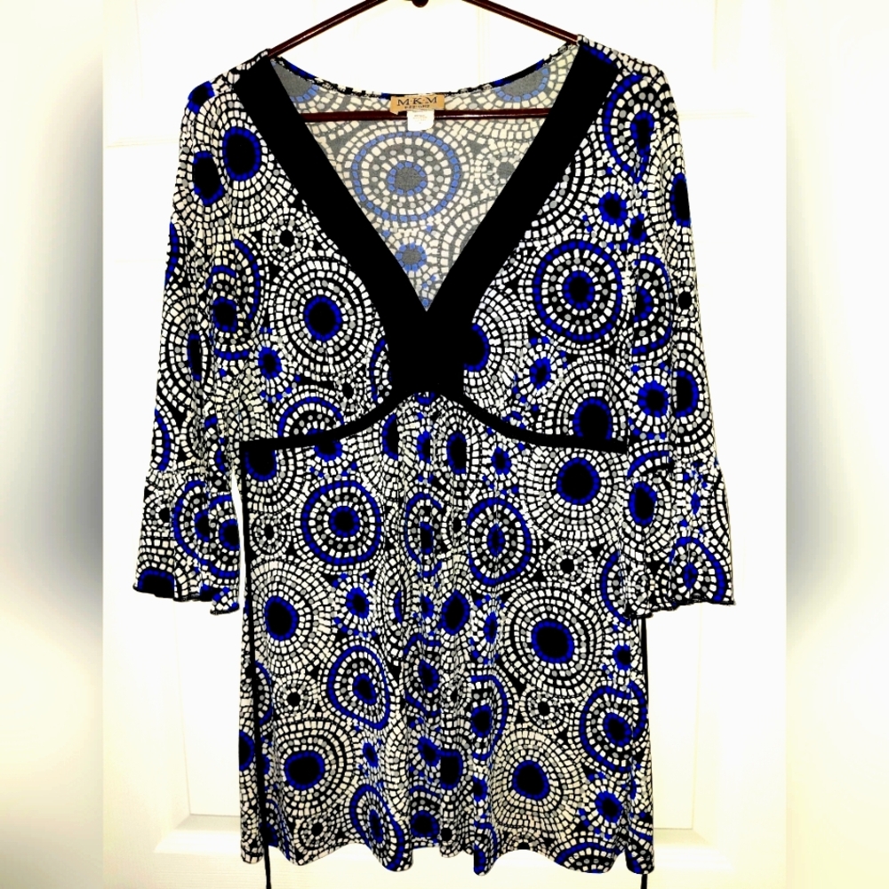 MKM Designs Blue and Black Tie Tunic